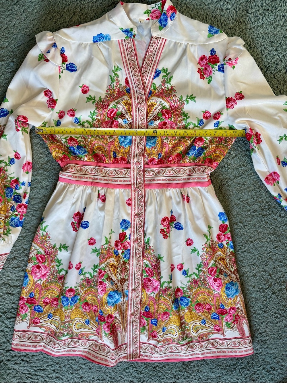 SHEIN White Floral Paisley Mini Dress with Pink & Blue Accents - Picture 7 of 14